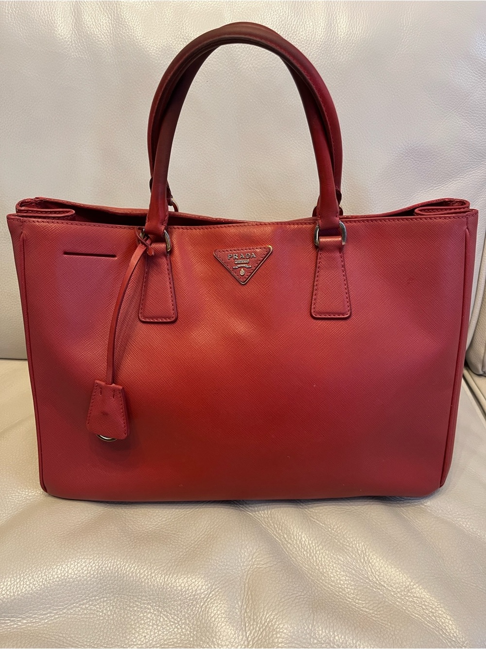 Prada Red Saffiano Leather Tote - Picture 1 of 10